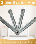 4 Pack Glider Bearing Arm Bracket Hardware Rocker Replacement Parts, 9 Inch Long, 7.5 Inch Center-to-Center Mounting Holes, 1/4 Inch Bolt Holes, Galvanized Silver Finish, Durable, Easy Install Replacement Kit, four gray arms