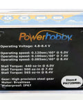 Box containing Beefy High Torque Waterproof Brushless Servo with product specifications and branding visible.