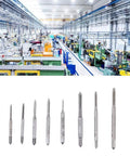 10 Piece Metric Tap Set For Clock And Watch Making, Hand Taps M1 To M3.5 displayed with machine workshop