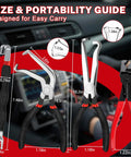 5 Piece Electrical Disconnect Pliers Set With Knuckle Friendly Textured Grips dimensions with ergonomic grip in automotive setting.
