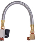 Extended Tank Drain Assembly Ten Inch Flexible Braided Steel Tube And One Quarter Inch Valve Drain Elbow Fitting For Air Compressors Pro Grade