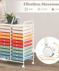 20-Drawer Rolling Storage Cart With Removable Drawers And Lockable Wheels, shown with macaron color finish and swivel wheels