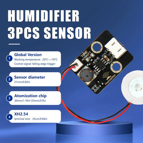 3Pcs Humidifier Module Kit With Spray Atomization Plate And Circuit Board For Ultrasonic DIY Projects 5V Piezoelectric Atomizer Module For Fine Mist Spray And Incubation Experiments, black PCB, 21mm sensor