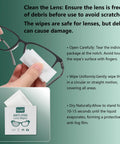 Front view: Purelia Anti-Fog Lens Wipes package (100-count) with a hand wiping eyeglasses using a white pre-moistened wipe.