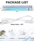 Package contents of 6W UV C Light Sanitizer Lamp With 253.7Nm UV C Bulb, including 5ft on off power cord.