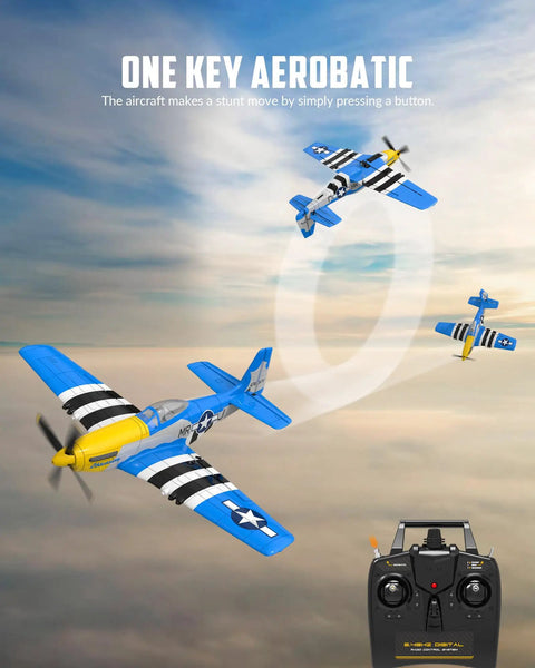 Beginner Friendly RC Plane With Gyro Stabilizer And Powerful Motor For Adults And Kids P51D Mustang 4 Channel 2 4GHz performing aerobatics