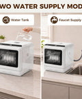 Game Changing Portable Countertop Dishwasher Featuring A Built In Water Tank And Five Wash Cycles To Run Slick And Spotlessly Clean Up To Twenty Eight Pieces For Tight Kitchens And Dorm Layouts with water supply options.