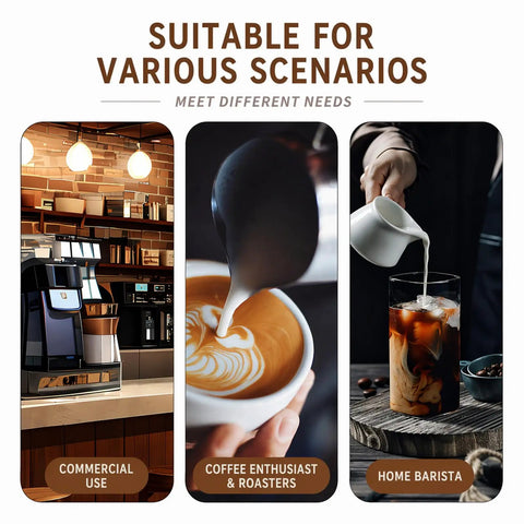 Electric 58mm Espresso Tamper With Adjustable Pressure And Auto Height Stand For Leveling Up Your Coffee Setup And Pulling Consistent Shots That Truly Hit Different In Classic White, showcased in various coffee settings.