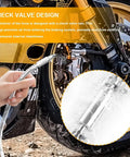 Heavy Duty Two Pack Brake Bleeder Hose Straight Up Game Changer Design With One Way Check Valve slick rubber hose in use near motorcycle brakes.