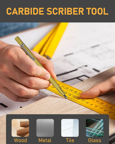 Heavy Duty Carpenter Pencil Kit With Replacement Leads And Mechanical Pencils For Woodworking And Diy Crafting Projects Hella Durable Legit Hands On Workshop Essential With Sharpener, used on wood with ruler.