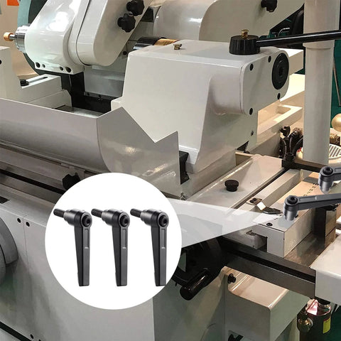Three Piece Zinc Alloy Clamping Lever Thumb Ratchet for Trailer Jack Handle shown installed on machinery