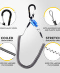 Ultra Strong Magnetic Release Holder with Coiled Lanyard and Aluminum Alloy Hook in Blue, showing coils and carabiner.