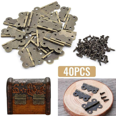 40 Pieces Antique Bronze Butterfly Hinges For Tiny Jewelry Boxes, Dollhouse Cabinets, And Miniature Woodworking Projects, 20 By 17 Mm Iron Hinges With Rust Resistant Plating And Included Screws
