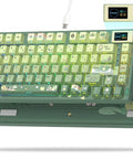 Slick 75 Percent Mechanical Gaming Keyboard With A Dope Color Multimedia Display Featuring Custom Gif Animations Rgb Backlit Keys And Smooth Typing Vibes For Windows And Mac Rigs, showing green keys and media display.