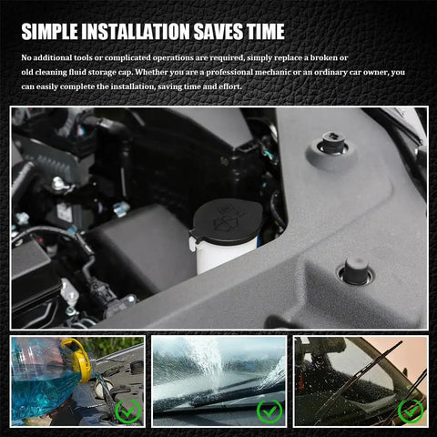 Close-up of Washer Fluid Reservoir Cap Replacement For Toyota Highlander And Lexus in car engine, OEM 85316-48060.