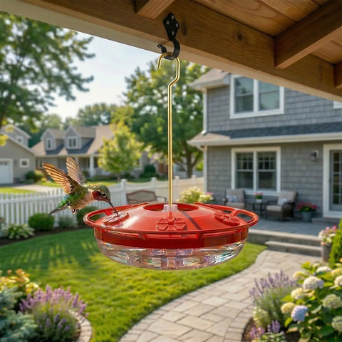 Two Pack 16 Oz Hummingbird Feeders Dish Style Leak Proof With Built In Ant Moat And Bee Proof Feeding Ports in garden