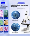 Kids High Power Microscope With 800X 1600X And 2500X Magnification Ideal For School Lab Or Homeschool Easy To Use Microscope Kit With Slides