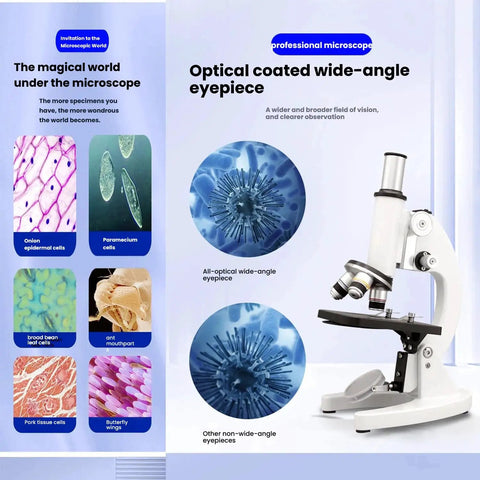 Kids High Power Microscope With 800X 1600X And 2500X Magnification Ideal For School Lab Or Homeschool Easy To Use Microscope Kit With Slides