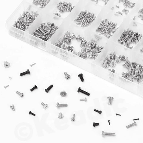 1200 Piece Pan Phillips Cross Head Screw Kit With 24 Sizes Carbon Steel Machine Screws in clear box, black finish