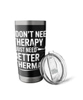 Black Insulated Stainless Steel Tumbler For Sailplane Pilots And Glider Fans The Go To Travel Mug and clear lid displayed next to it.