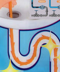 Illustration of 4 Pack 19.6 Inch Drain Snakes Hair Clog Remover showing before and after unclogging a pipe with barbed wand.