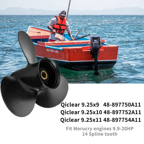 OEM Upgrade 9.25 Inch Boat Propeller With 9 10 11 Pitch 14 Spline 3 Blades Right Rotation Aluminum For Tohatsu Outboards 9.9 12 15 18 20 HP And MFS NSM Motors Fits Two And A Half Inch Gearcase