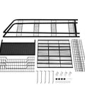 Heavy Duty 4 Tier Wire Shelving Storage Rack With Tough As Nails Metal Shelves and Raised Edge Baffles parts layout including shelves and supports.