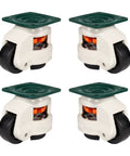 Set of four Heavy Duty Retractable Leveling Casters with smooth swivel action and wear-resistant nylon wheels.