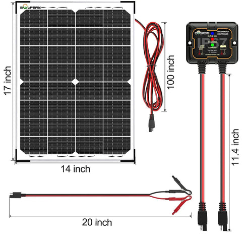 30W Solar Battery Charger And Maintainer With Beefed Up 10A MPPT Controller Upgrade, Waterproof 12V Solar Panel Kit with cables