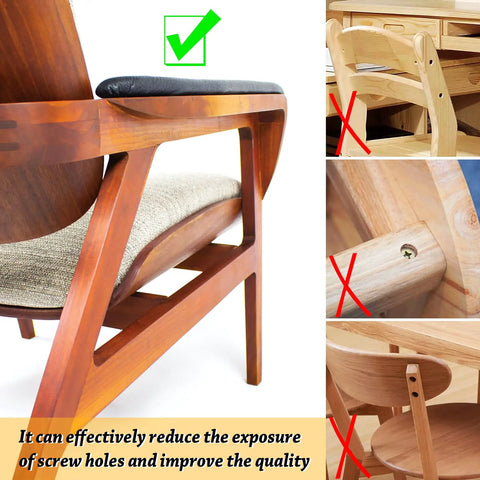 Chair with and without 200 Piece Flat Head Wooden Screw Hole Plugs Three Eighths Inch Diameter One Quarter Inch Deep For Furniture Repair