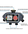 Four Zone Programmable Digital Water Timer with Easy Setup and Large LCD with independent schedules, grey and black design
