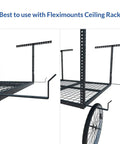 Dual Pack Garage Ceiling Rack Hooks Accessory For Ceiling Storage, Heavy Duty 35 Lbs Rated, 70 Lbs Tested, black finish view
