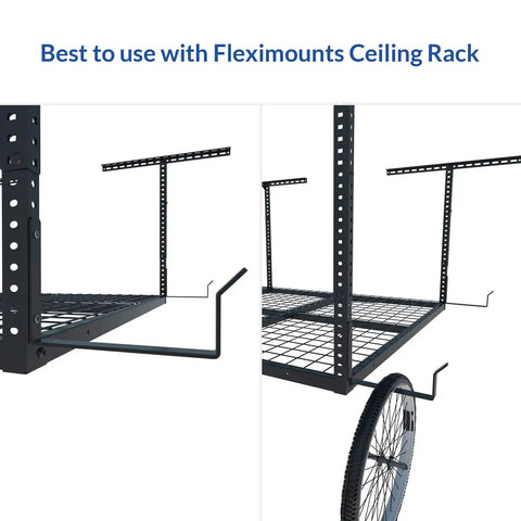 Dual Pack Garage Ceiling Rack Hooks Accessory For Ceiling Storage, Heavy Duty 35 Lbs Rated, 70 Lbs Tested, black finish view