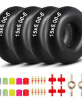 Heavy Duty 15x6.00-6 Inner Tubes 4 Pack With TR14 Straight Valve Stem Premium Replacement For Lawn Mowers ATVs Go Karts Golf Carts