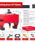 Beast Mode Metal Marking Tool With Adjustable 0.01-1mm Depth For Steel Frames Aluminum Parts And Industrial Components Dot Peen Engraving Delivers Clear Serial Numbers Quickly Durable And Reliable For Chassis Plates Engine Parts, marking area 170x110mm