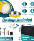 Open yellow anti-spatter gel tin, tool bag, and parts from All-in-One MIG Welding Gun Maintenance Kit For MB15 And 15AK Torch