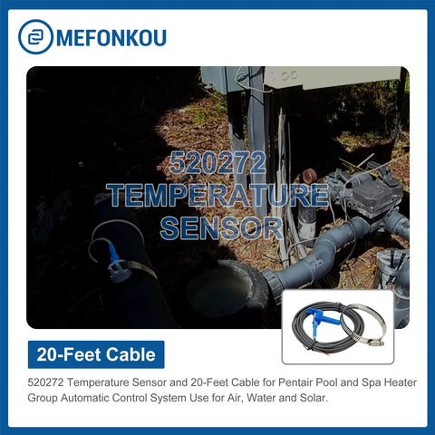 MEFONKOU 520272 temperature sensor with 20-foot cable for Pentair pool and spa automation (2-pack); blue sensor head.