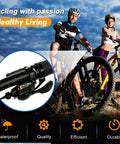 Close-up of 8 Speed MTB Right Shifter Lever With Optical Gear Display on handlebar, cyclists in background