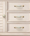 Vintage Antique Drawer Pulls Cupboard Knob, Ceramic Door Knobs Set, 2 Pcs Retro Furniture Handle on beige cabinet drawers