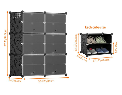 Clean Six Tier Shoe Rack Organizer Stores Twenty Four Pairs Modular Closet Storage Cabinet Sneakers Slick Sturdy Stackable Space Saving Game Changer Home Setup