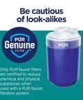 Faucet Mount Replacement Water Filter with 3 in 1 Mineral Filtration, genuine PUR design in blue, for home use and everyday hydration.