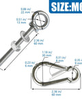 Detailed dimensions of 4 Pack M6x60mm 316 Stainless Steel Shoulder Eyebolts With Nuts Washers And Spring Snap Hooks Marine Grade Tough As Nails Threaded Eyebolts For Outdoor Use Home Gym DIY Boats And Flag Poles Hanging And Lifting Kit