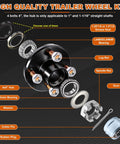 Heavy Duty 4 Lug Trailer Hub Kit For 2000 Lbs Boat Rigs With 4x4 Inch Bolt Pattern showing detailed components and assembly.
