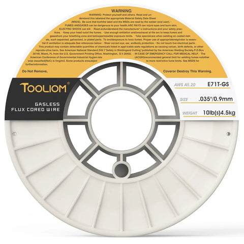 Flux Core Gasless MIG Wire E71T GS 0.035 Inch Self Shielded Carbon Steel Welding Wire 10 Pound Spool with label