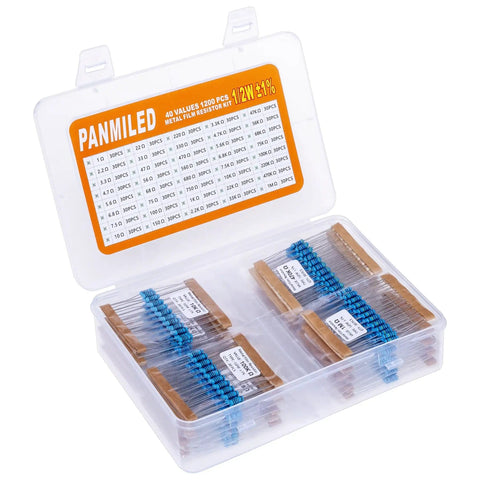 40 Value Resistor Kit With Twelve Hundred Pieces 0.5W Metal Film Resistors From 1 Ohm To 1M Ohm Perfect For Prototyping DIY Electronics