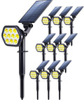 Solar Outdoor Lights 10 LED Landscape Spotlights, Two-In-One Wireless Adjustable Wall Lights, Warm White, 10 Pack