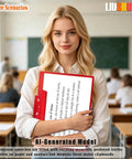 Student holding a horizontal aluminum clipboard with secure spring clip in classroom