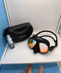 Aluma Pro Freedive Mask With Dope Anti Fog Technology, Ultra Low Volume For Freediving Snorkeling And Scuba, case and spray