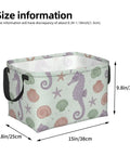 Large Rectangular Storage Basket For Organizing Home Clutter, Waterproof Fabric Bin With Trendy Pattern, Collapsible Laundry Hamper And Pet Supply Holder, dimensions showing 15x9.8 inch.