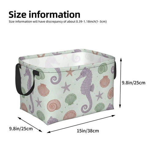 Large Rectangular Storage Basket For Organizing Home Clutter, Waterproof Fabric Bin With Trendy Pattern, Collapsible Laundry Hamper And Pet Supply Holder, dimensions showing 15x9.8 inch.